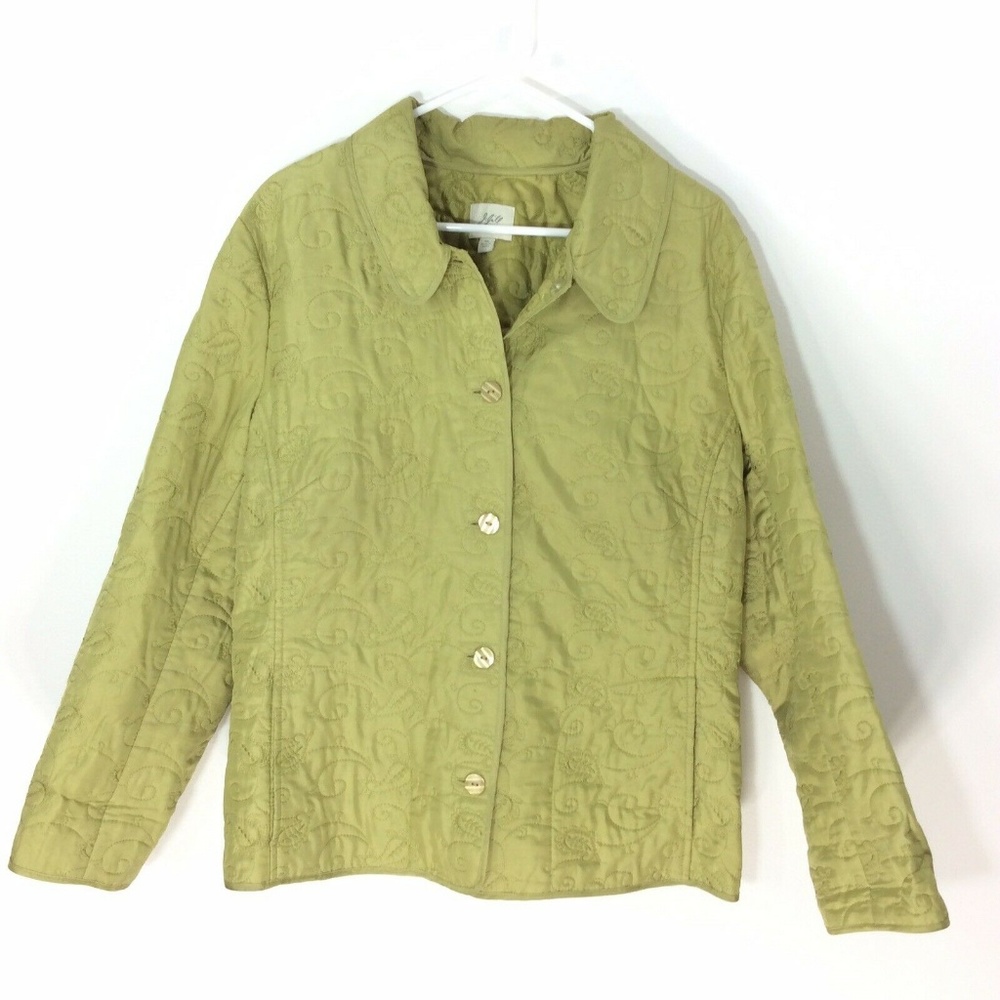 J. Jill Womens Green Silk Embroidered Jacket